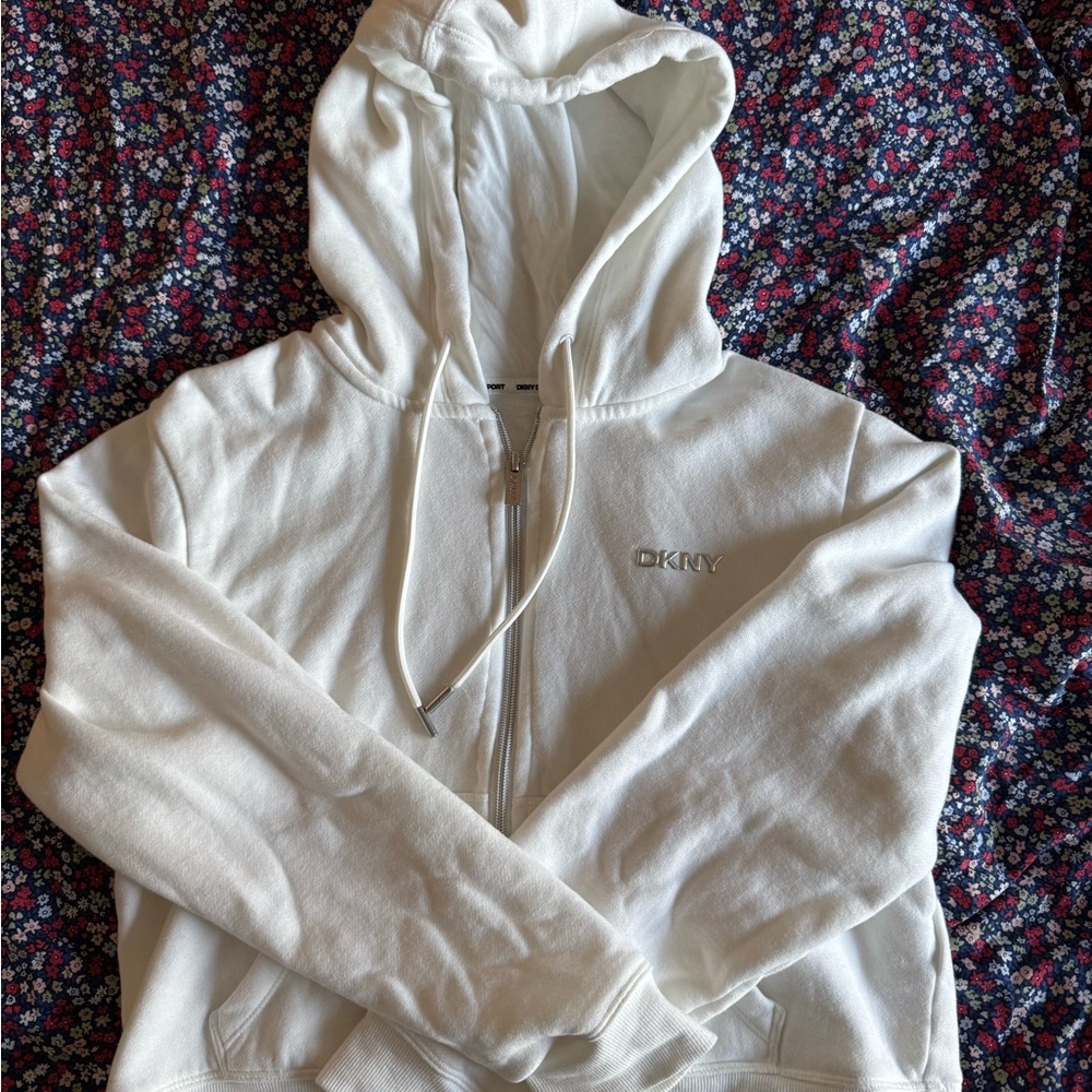 DKNY Cream Women's Zip-Up Hoodie